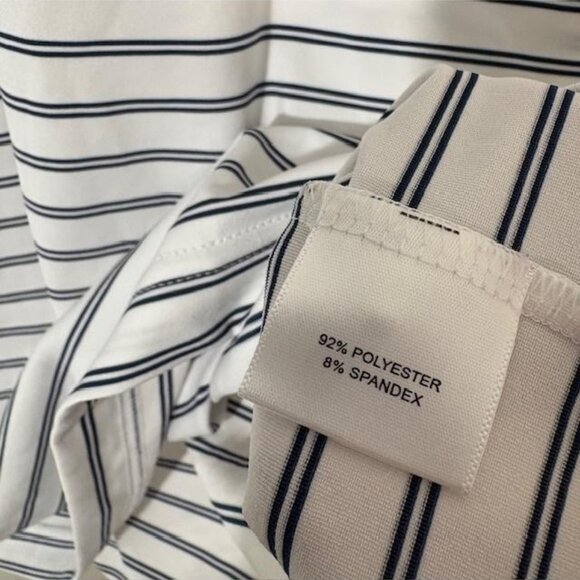 Peter Millar Polo Shirt Mens Small White Blue Stripe Summer Comfort Golf Stretch - Picture 4 of 7